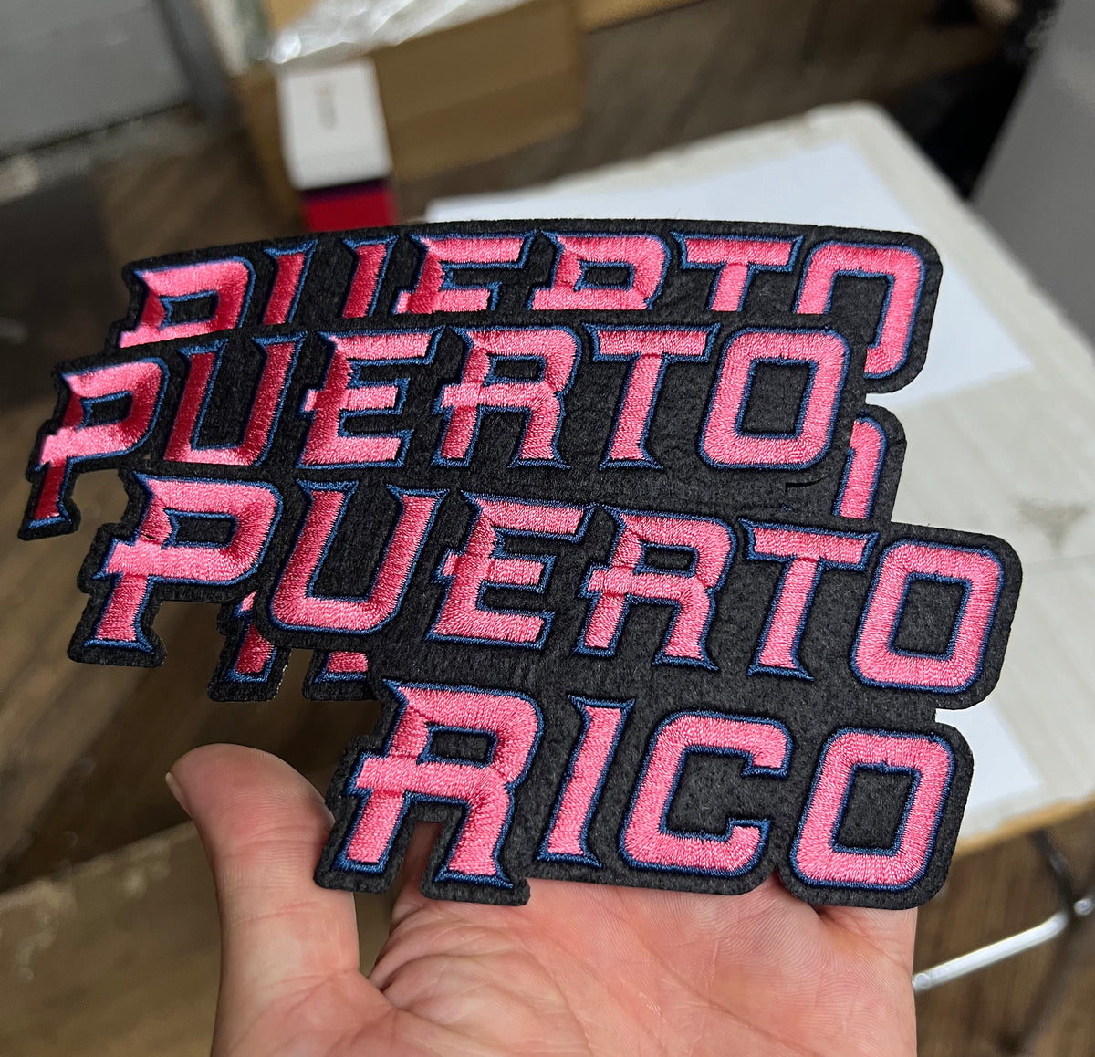 Puerto Rico Pink Iron-on Embroidery logo